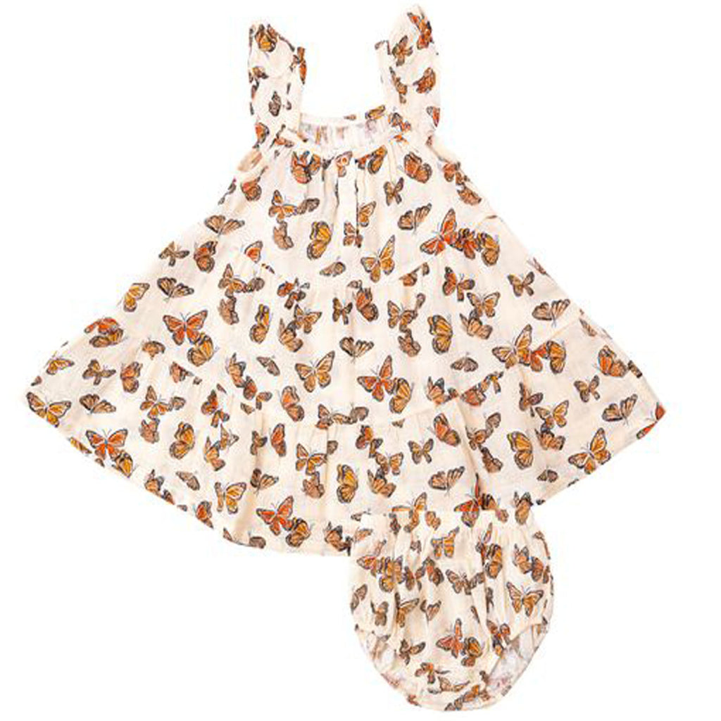 Organic Twirly Dress - Painted Monarch Butterflies