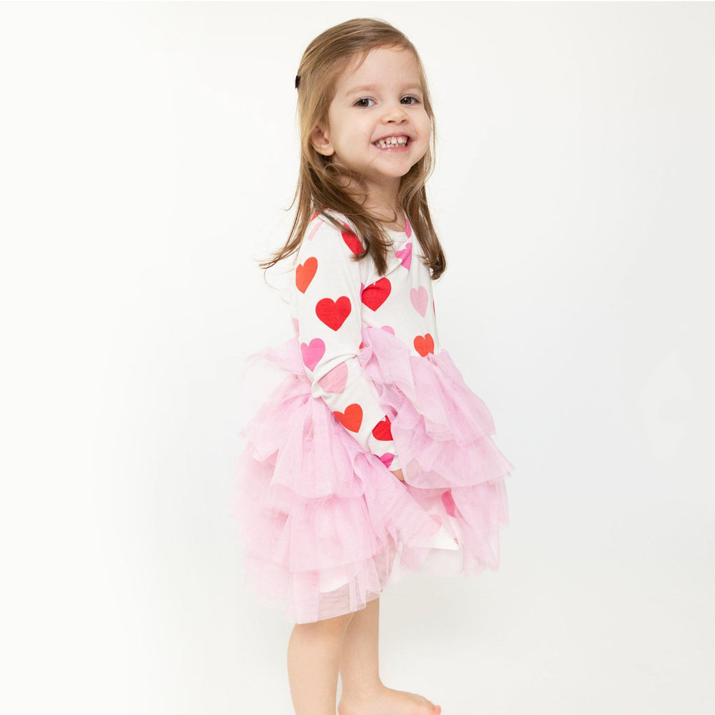 Twirly Long Sleeve Tutu Dress - Hearts-DRESSES & SKIRTS-Angel Dear-Joannas Cuties
