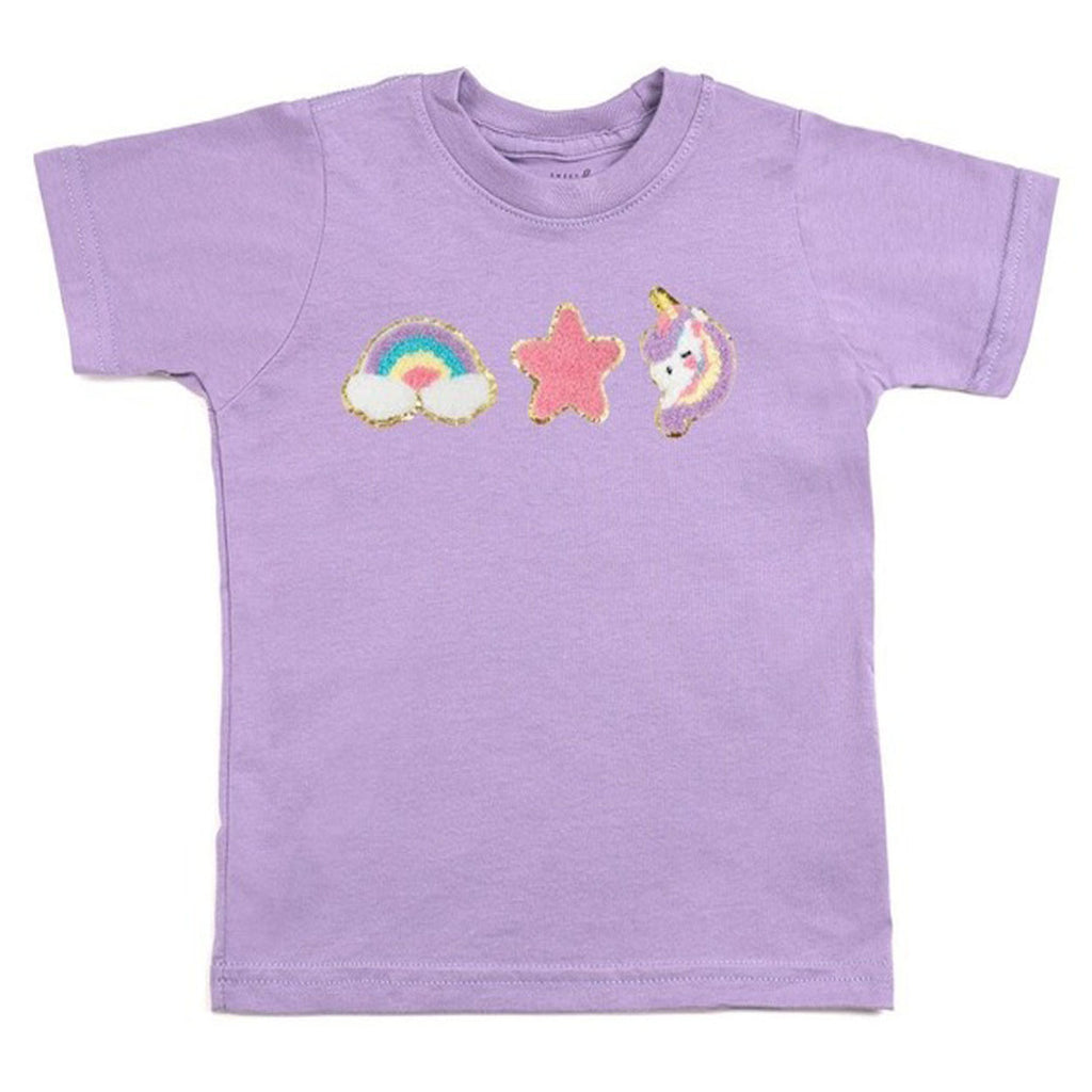 Unicorn Doodle Patch Short Sleeve T-Shirt-TOPS-Sweet Wink-Joannas Cuties