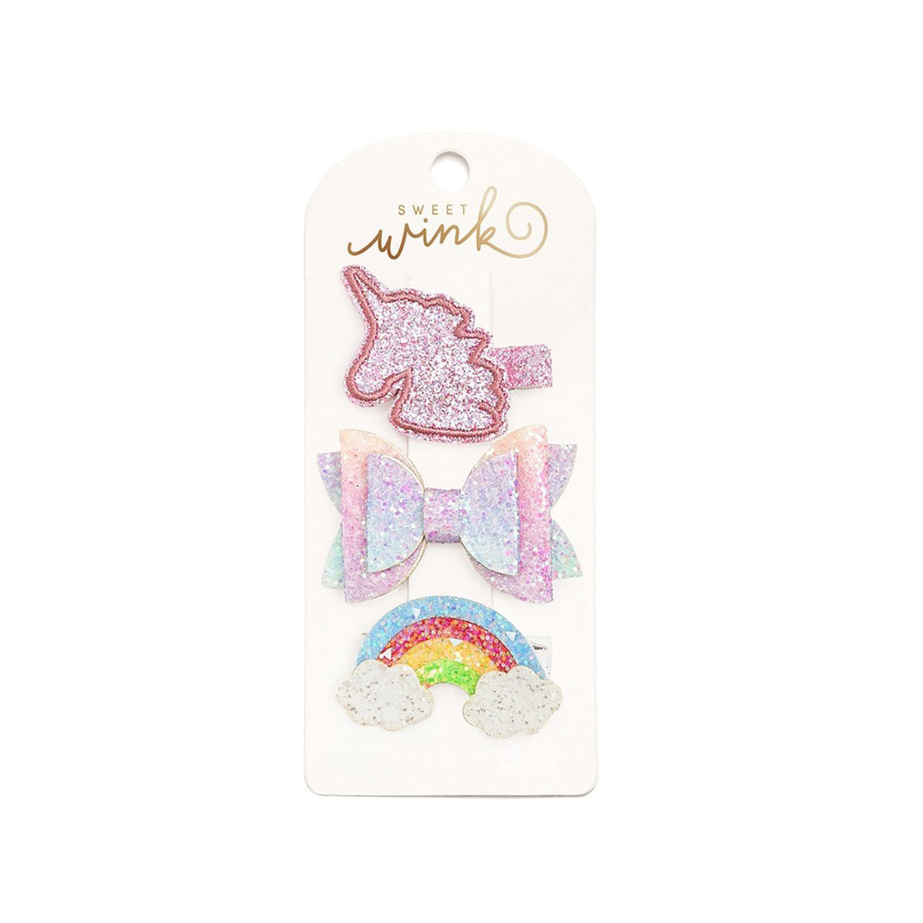 Unicorn Rainbow Clip Set - Kids Hair Clip Set-HAIR CLIPS-Sweet Wink-Joannas Cuties
