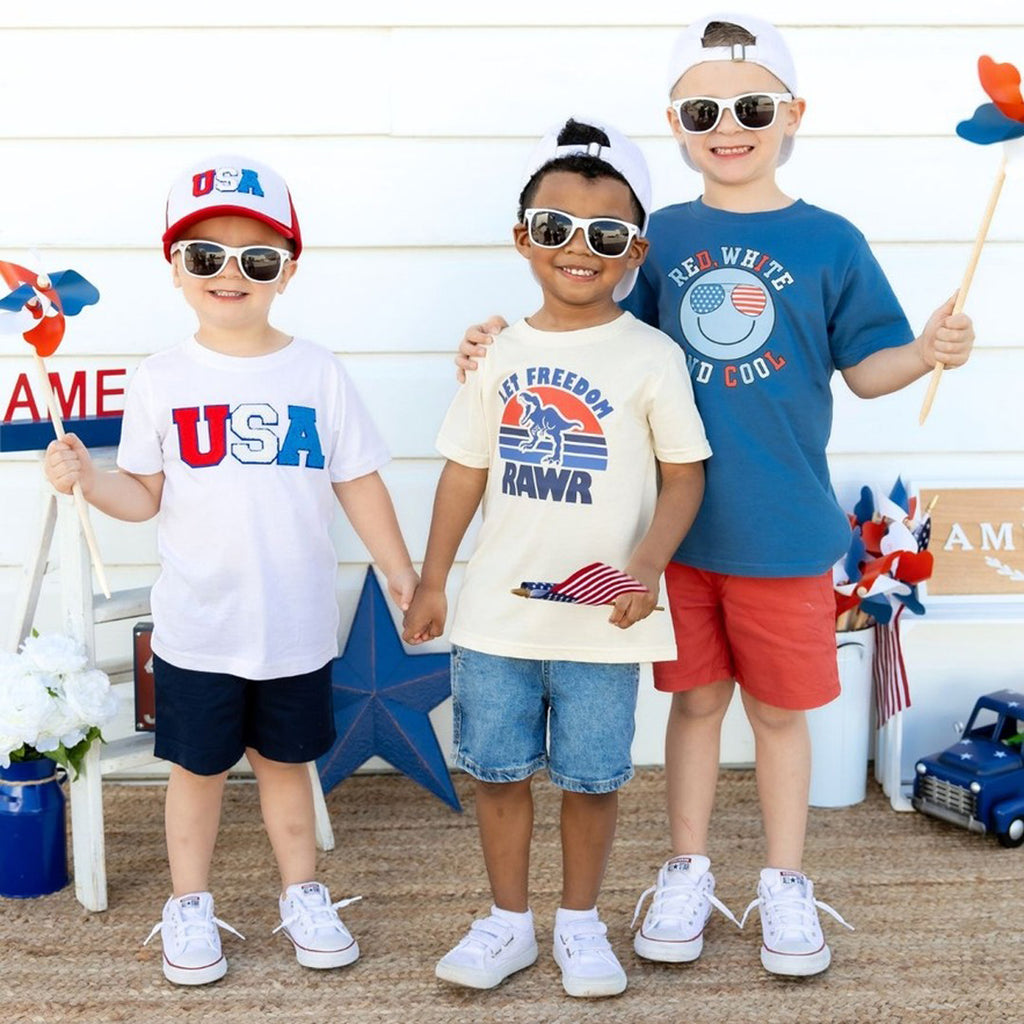 USA Patch Short Sleeve T-Shirt - Kids 4th of July Tee