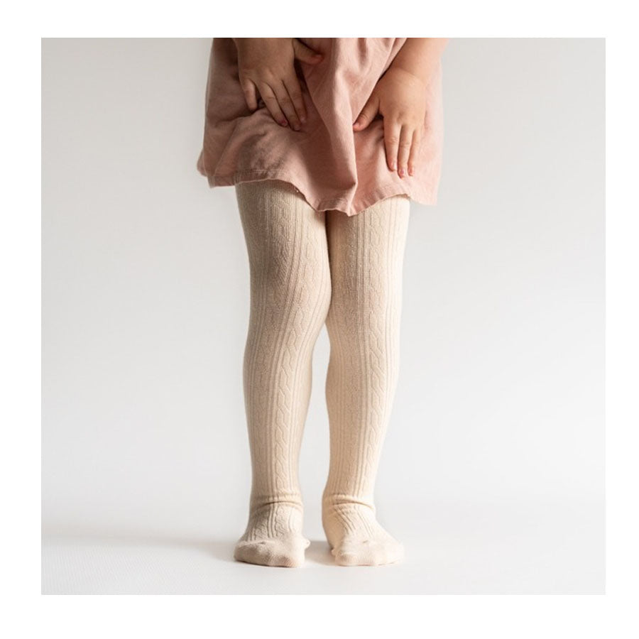 Vanilla Cable Knit Tights-SOCKS, TIGHTS & LEG WARMERS-Little Stocking Co.-Joannas Cuties