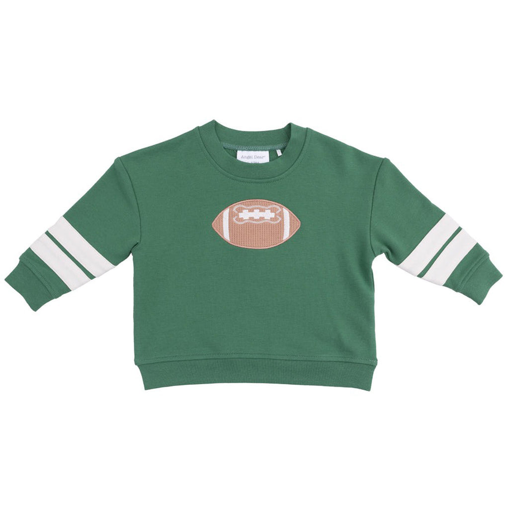 Varsity Green - Cozy Drop Sleeve Sweatshirt with Varsity Stripes