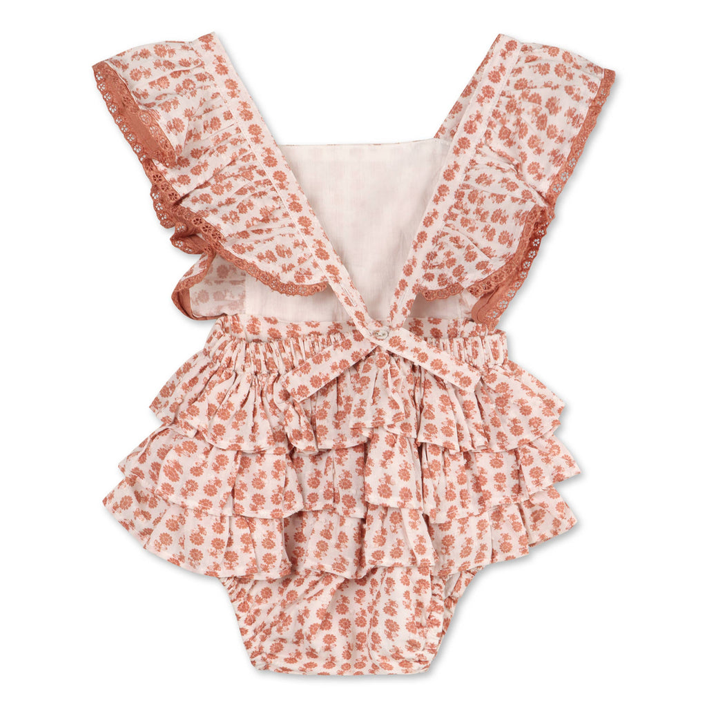 Vienna Floral Printed Dotted Dobby Baby Romper