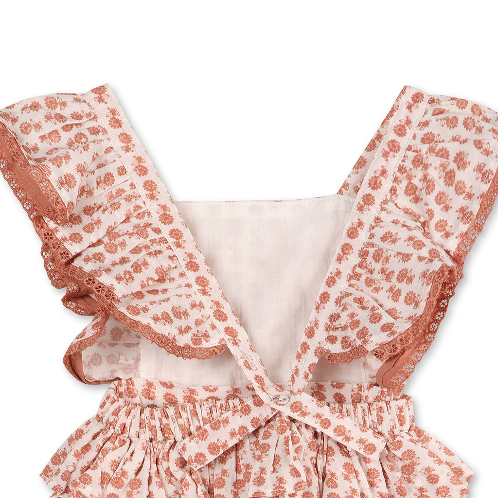 Vienna Floral Printed Dotted Dobby Baby Romper