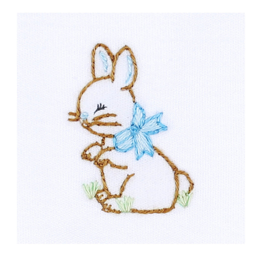 Vintage Bunny Blue Embroidered Footie-FOOTIES-Magnolia Baby-Joannas Cuties
