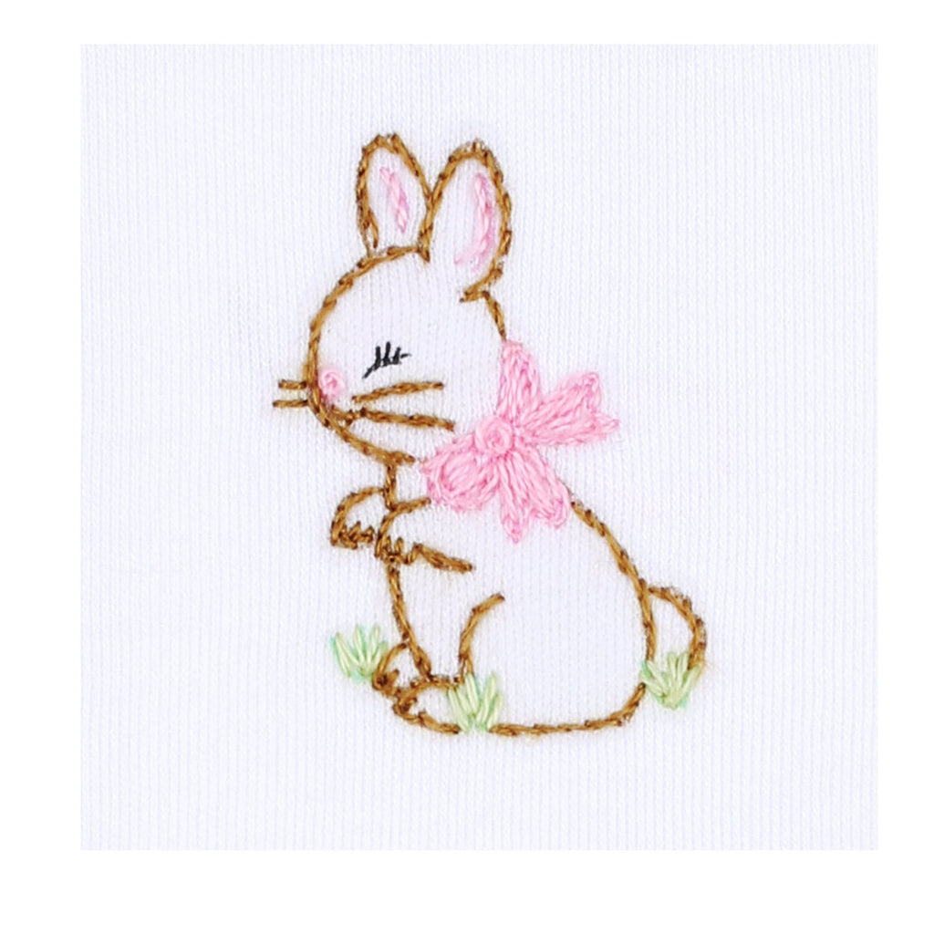 Vintage Bunny Pink Emb Bib-BIBS-Magnolia Baby-Joannas Cuties