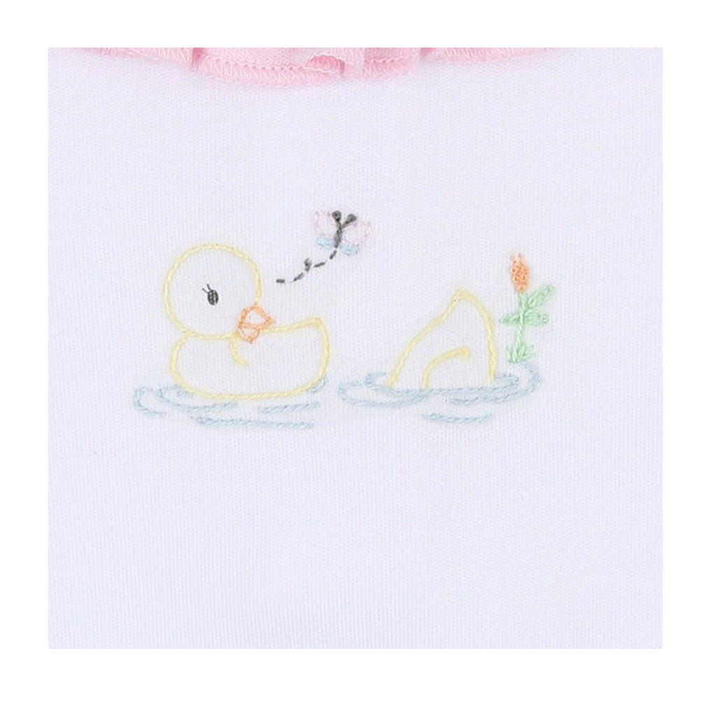 Vintage Duckies Pink Embroidered Bib-BIBS-Magnolia Baby-Joannas Cuties