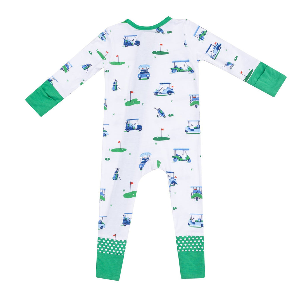 Vintage Golf Carts Blues 2 Way Zipper Romper