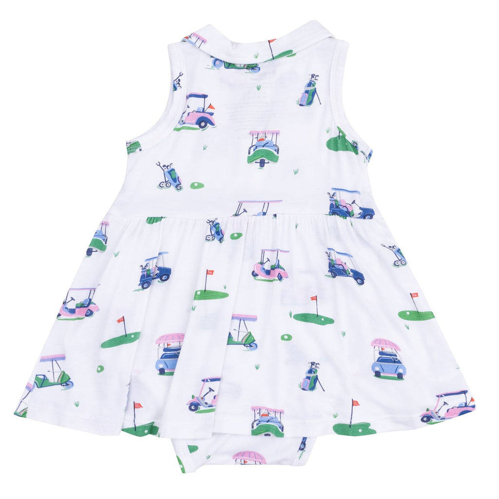 Vintage Golf Carts Pink Polo Collar Bodysuit Dress