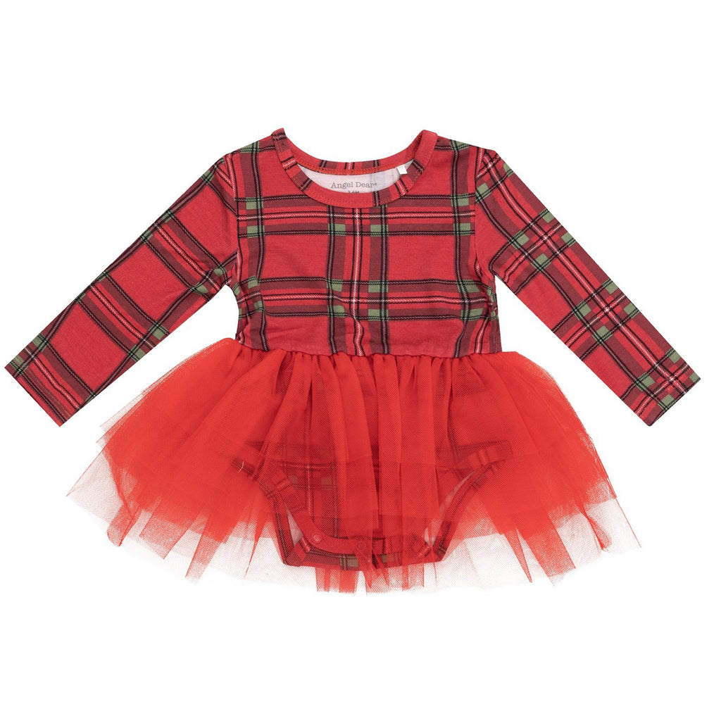 Vintage Holiday Plaid - L/s Tutu Bodysuit