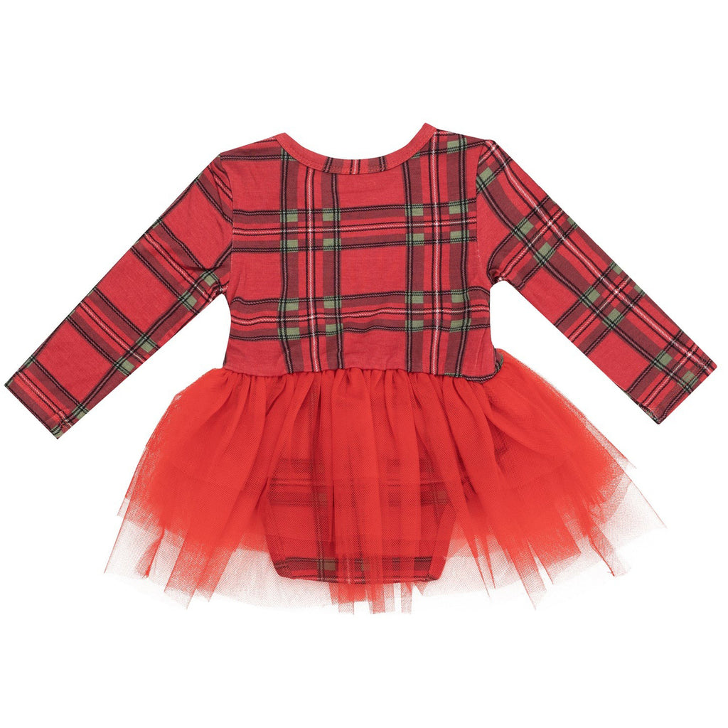 Vintage Holiday Plaid - L/s Tutu Bodysuit