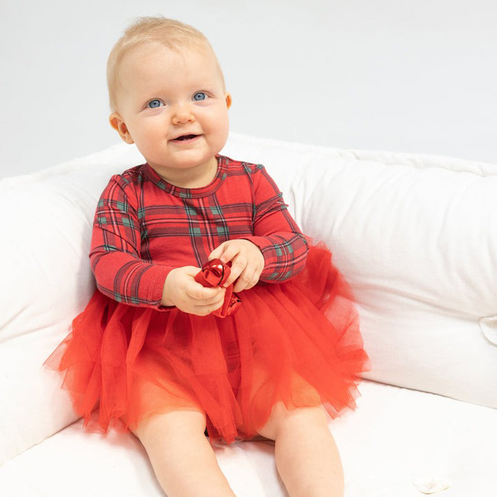 Vintage Holiday Plaid - L/s Tutu Bodysuit