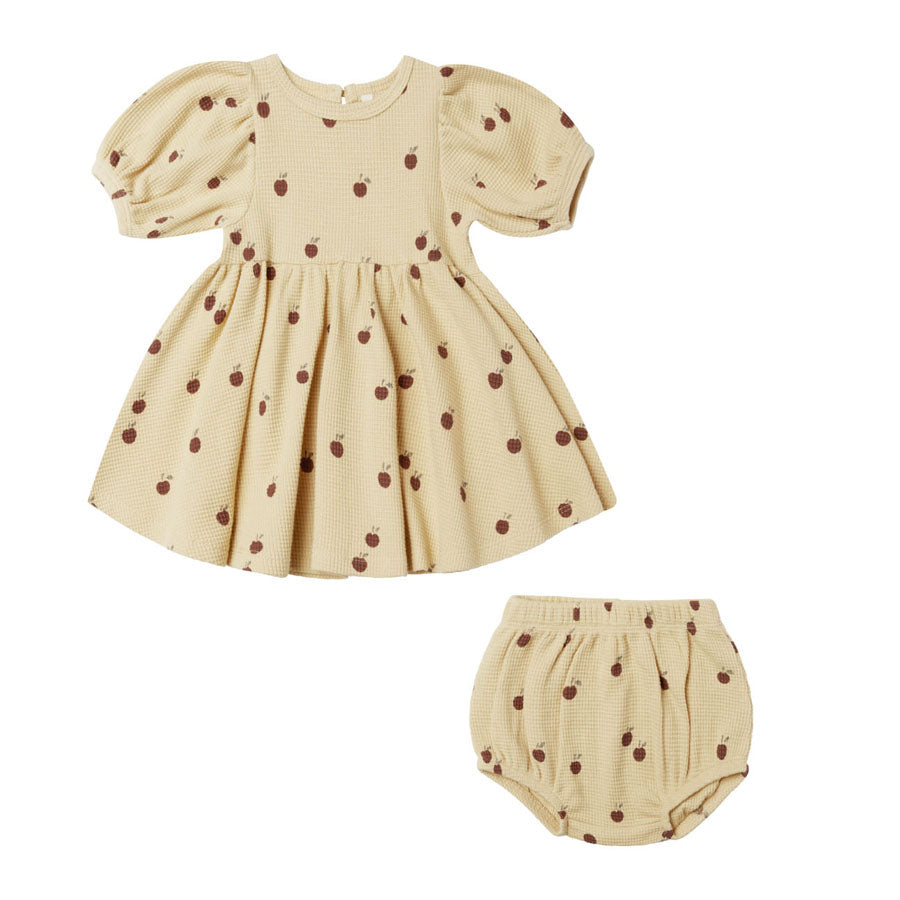 Waffle Babydoll Dress - Apples-DRESSES & SKIRTS-Quincy Mae-Joannas Cuties