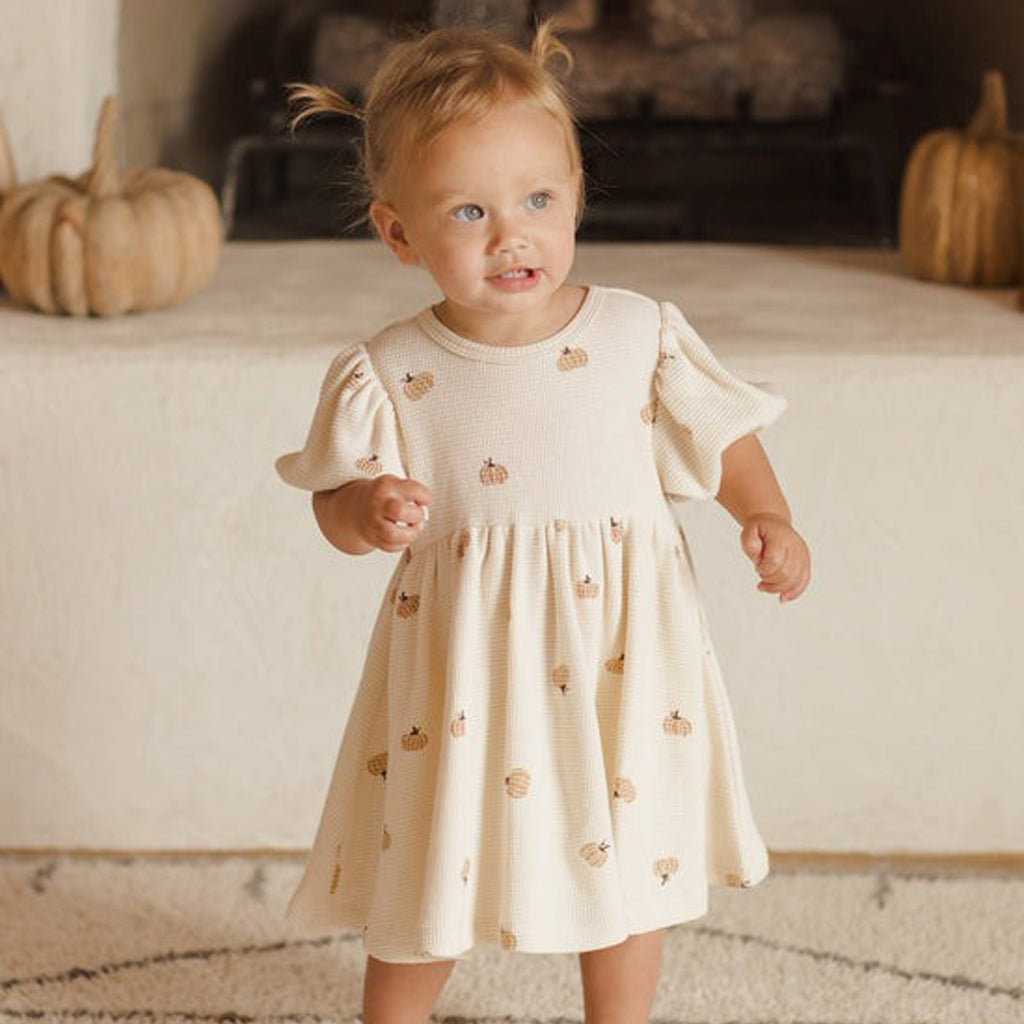 Waffle Babydoll Dress - Pumpkins