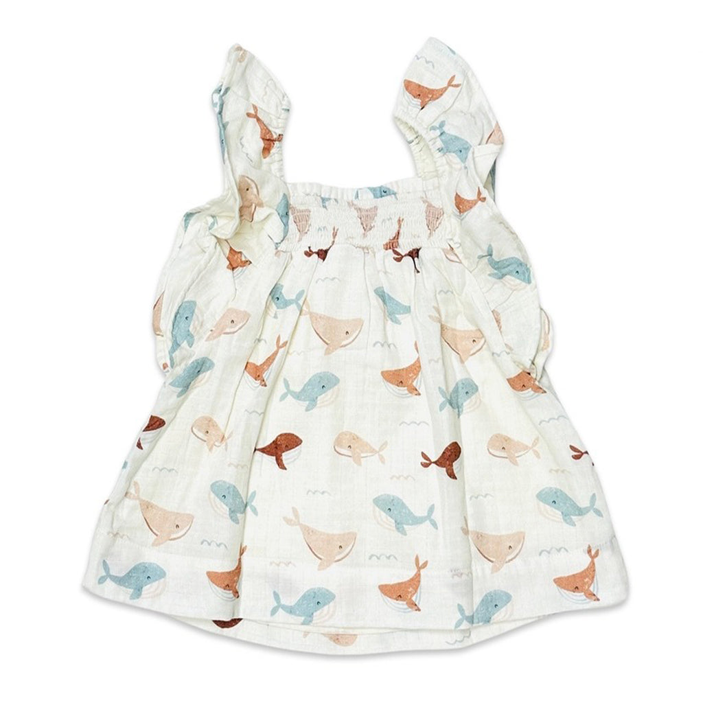 Whales Ruffle & Smocked Baby Dress