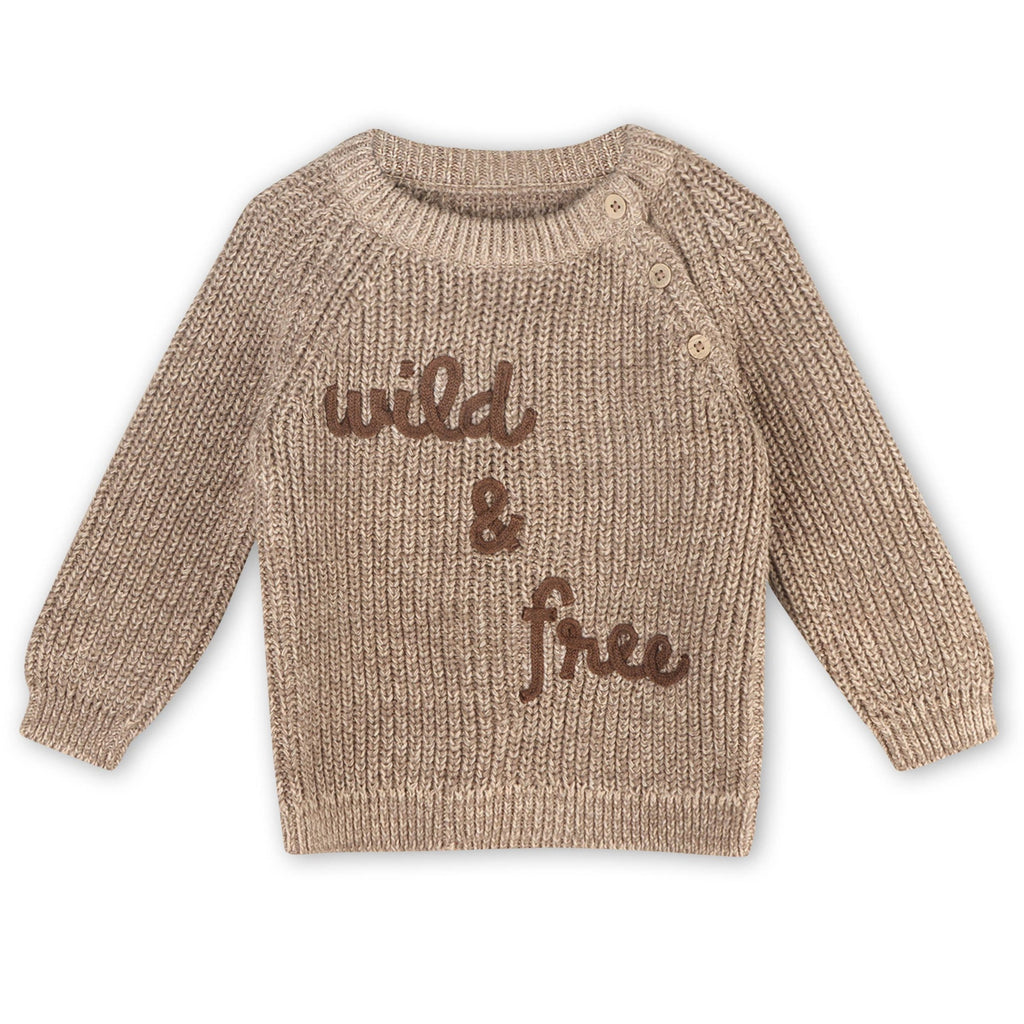 Wild & Free Embroidered Chunky Knit Baby Sweater