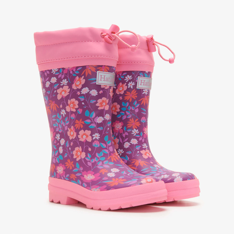 Wild Flowers Sherpa Lined Kids Rain Boots