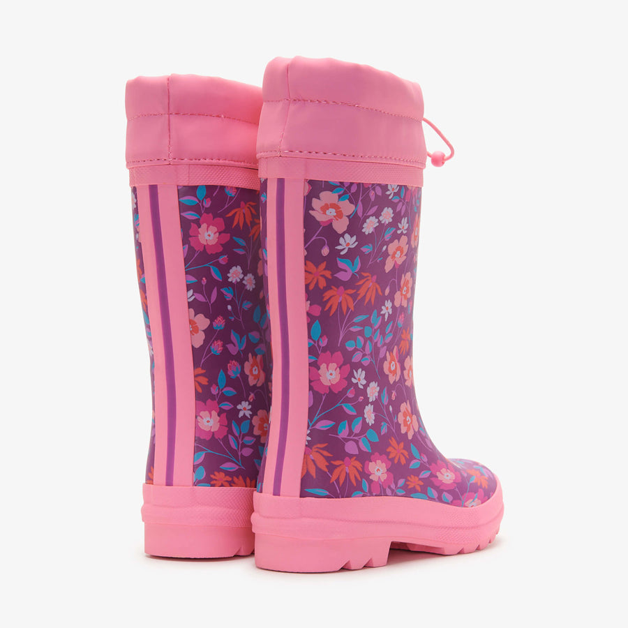 Wild Flowers Sherpa Lined Kids Rain Boots-SHOES-Hatley-Joannas Cuties