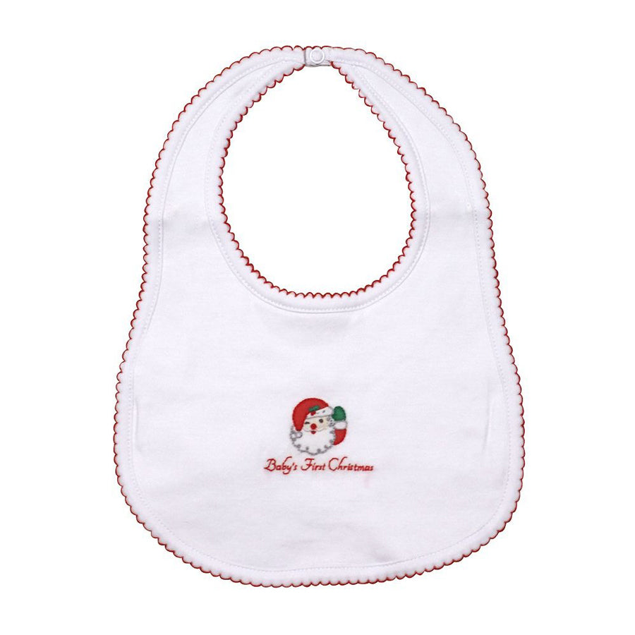 Winking Santa White Embroidered Baby's First Bib-BIBS-Magnolia Baby-Joannas Cuties