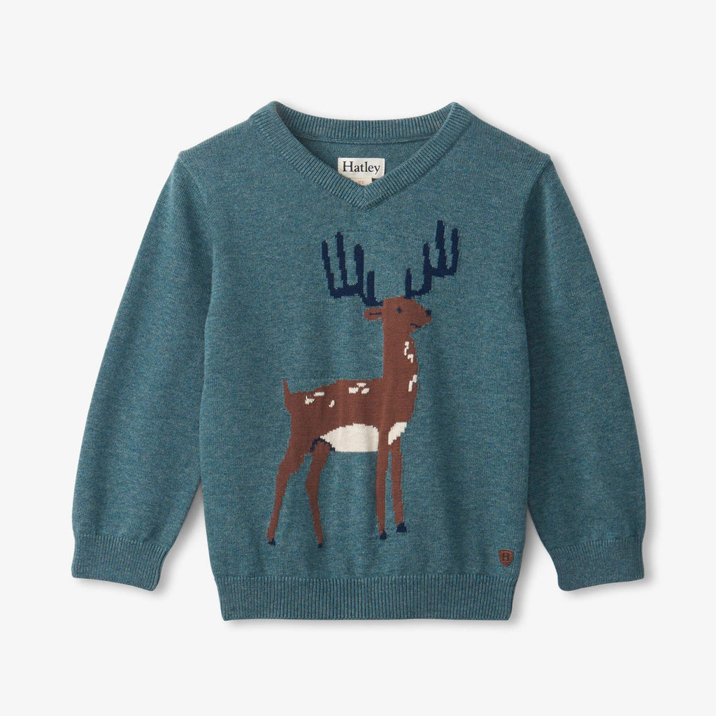 Winter Stag V-Neck Sweater-CARDIGANS & SWEATERS-Hatley-Joannas Cuties