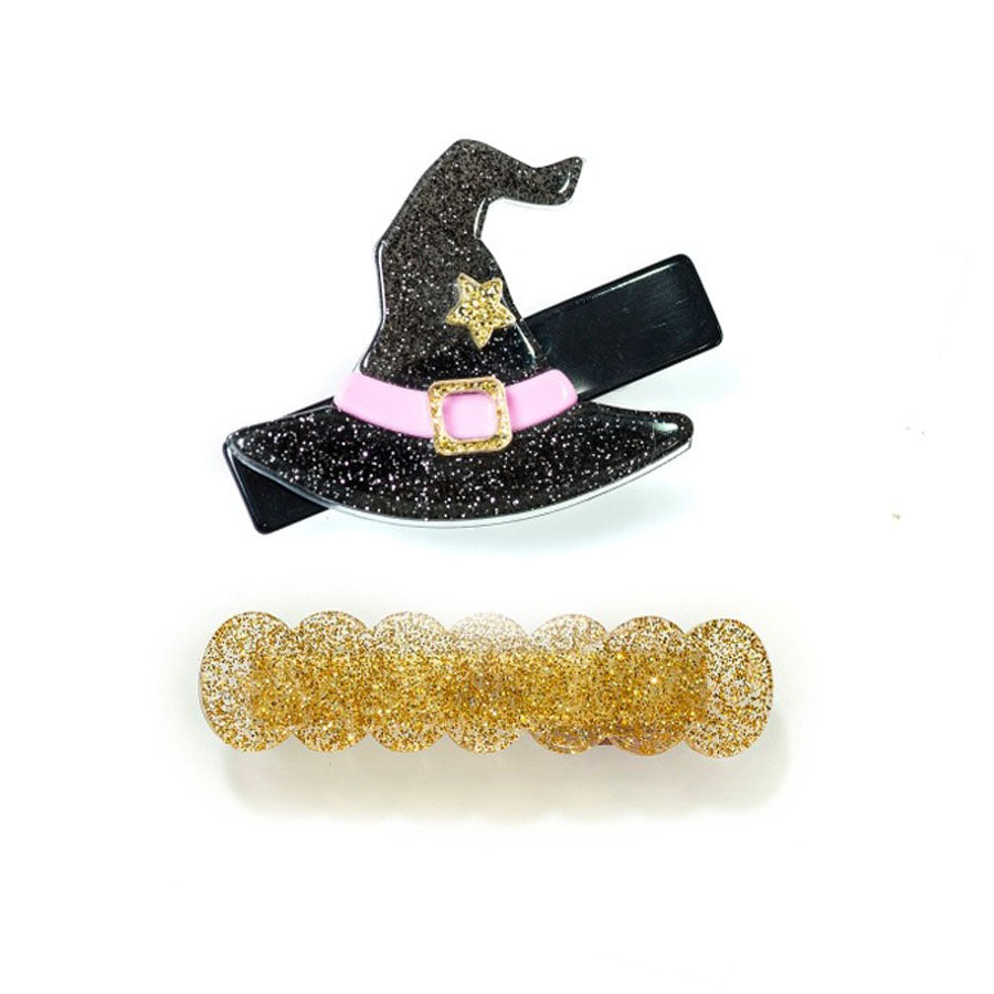 Witch Black Hat + Gold Wave Alligator Clip-HAIR CLIPS-Lilies & Roses-Joannas Cuties