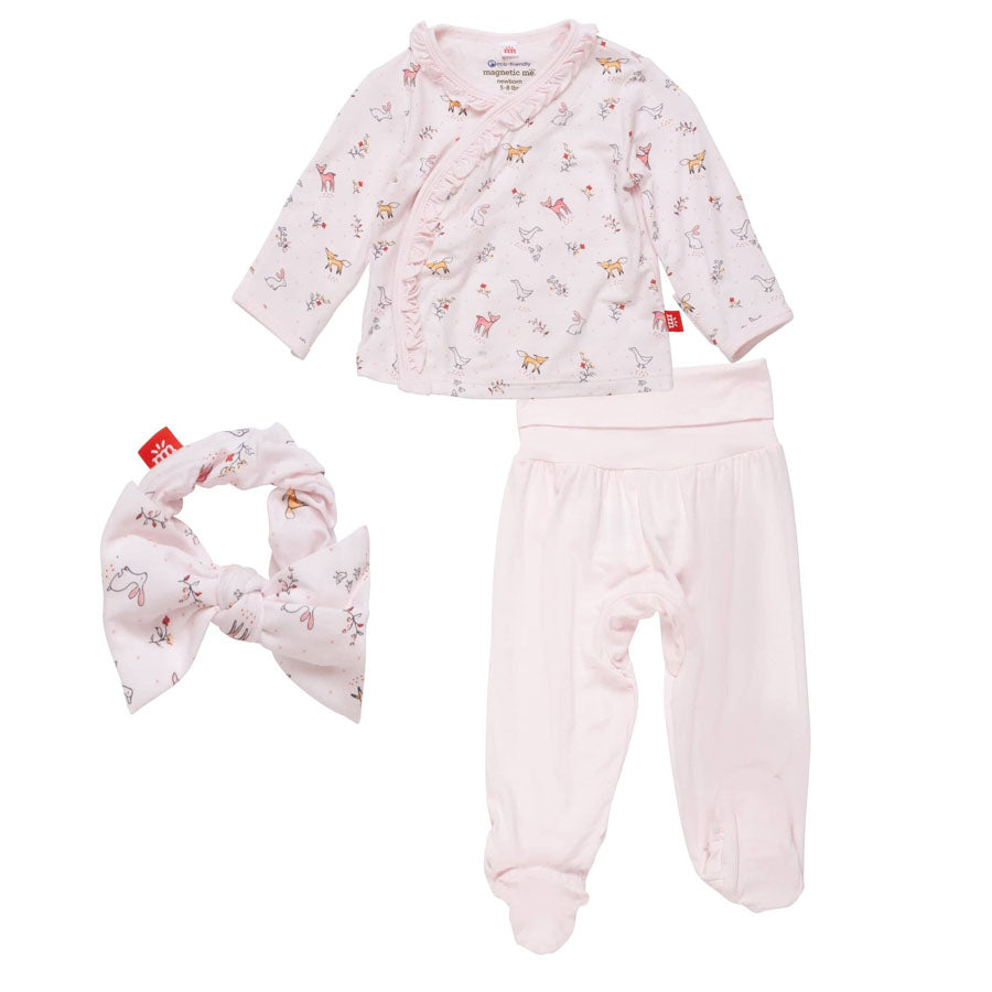 Woodsy Tale Modal Magnetic Take-Me-Home Kimono Set - Pink-OUTFITS-Magnetic Me-Joannas Cuties