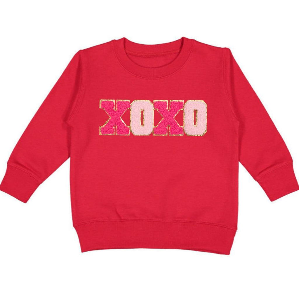 Xoxo Patch Valentine's Day Sweatshirt - Red-SWEATSHIRTS & HOODIES-Sweet Wink-Joannas Cuties