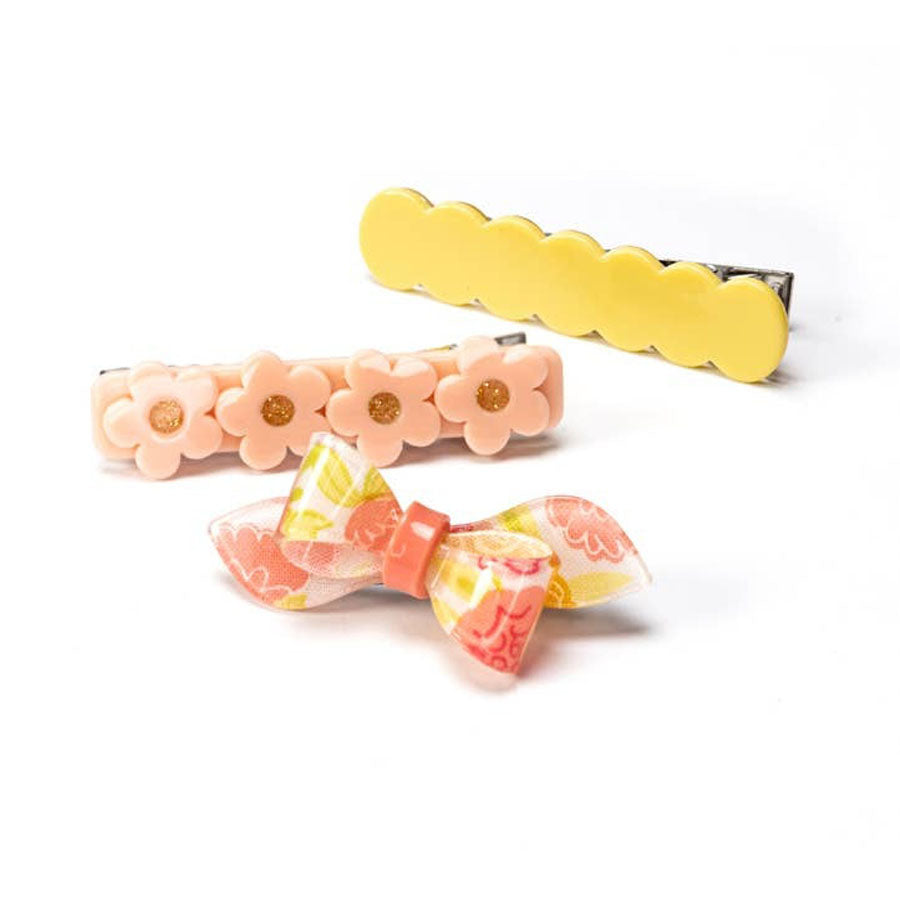 Yellow Coral Rosane Bow Alligator Clips-HAIR CLIPS-Lilies & Roses-Joannas Cuties