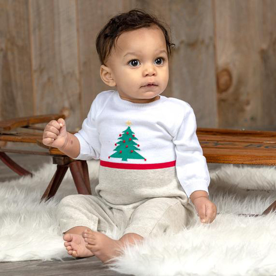 White Christmas Knitted Romper - Carriage Boutique - joannas-cuties