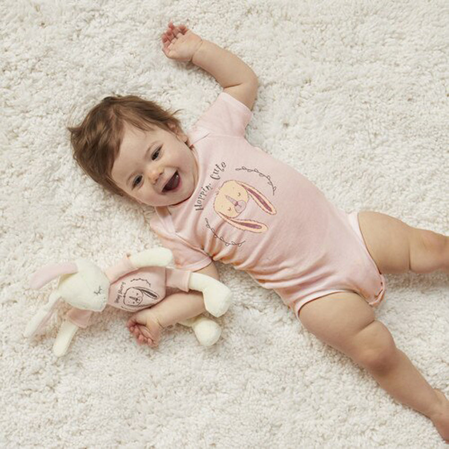 Hoppin' Cute Bunny Snuggle Buddy Onesie and Plush Toy Set-Demdaco-Joanna's Cuties