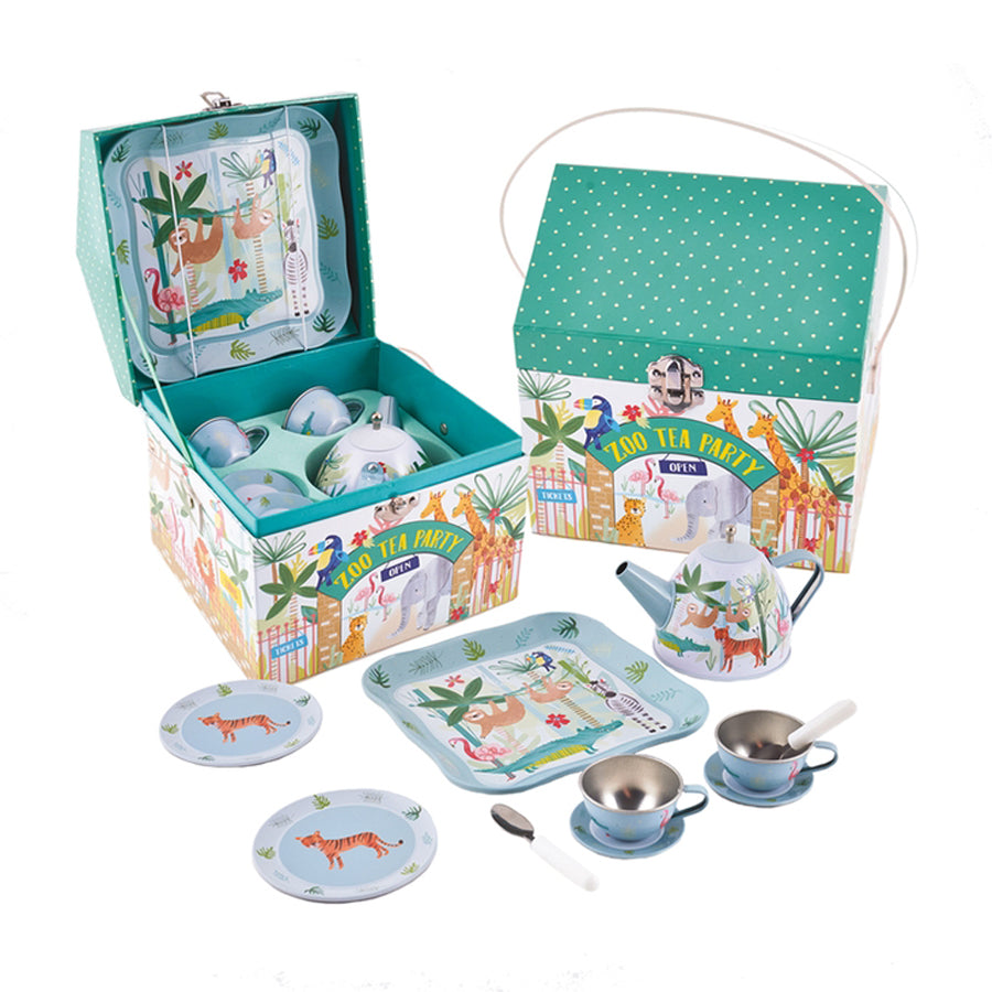 Jungle Tin Tea Set In House Case-Floss & Rock-Joanna's Cuties