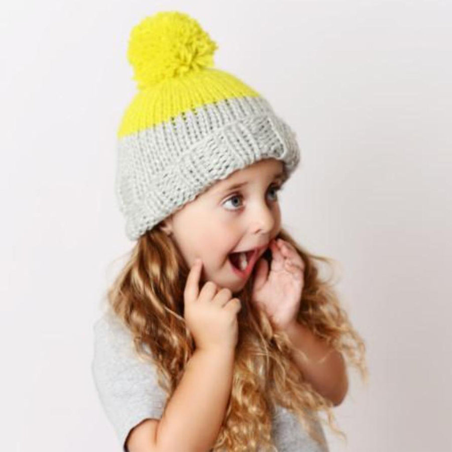 Millie Knit Hat -Grey/Yellow - The Blueberry Hill - joannas-cuties