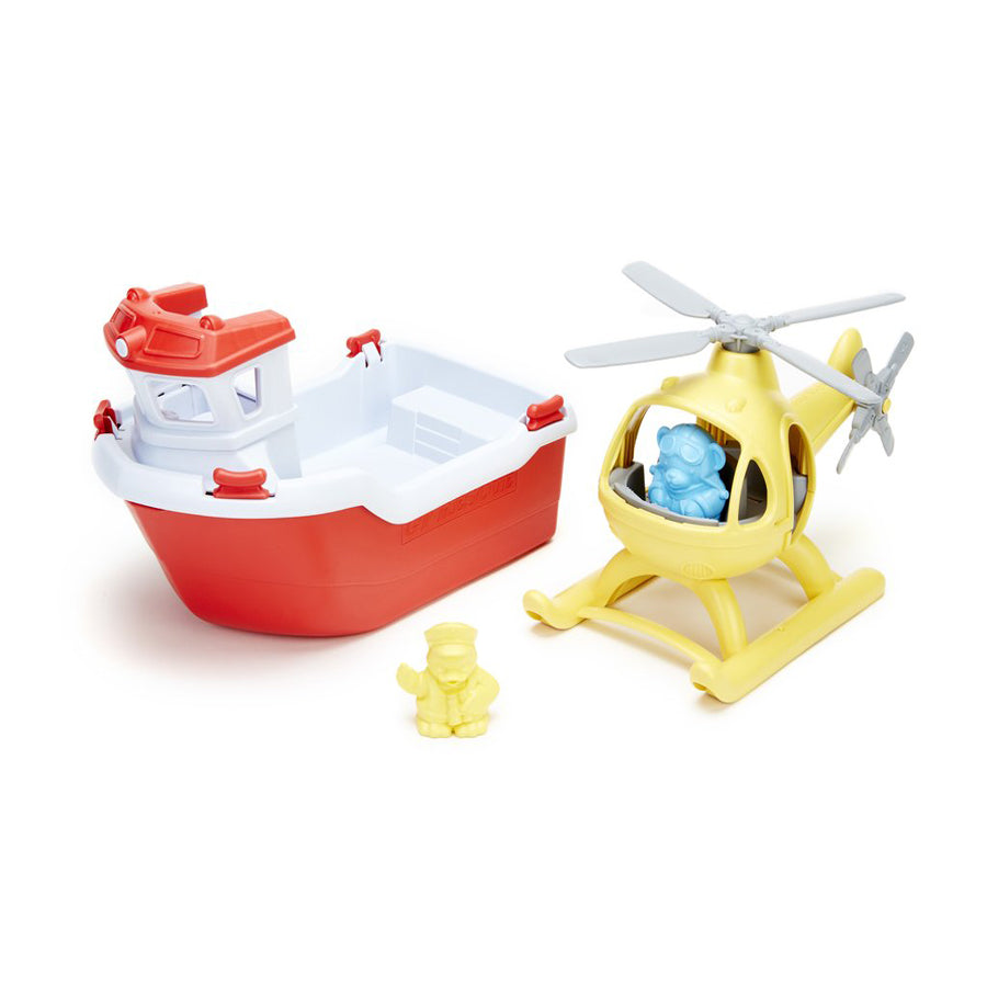 Rescue Boat & Helicopter-Green Toys-Joanna's Cuties