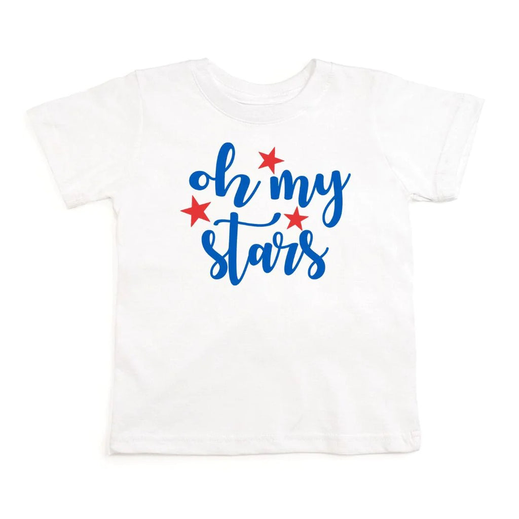 Oh Mu Stars S/S Shirt - White-TOPS-Sweet Wink-Joannas Cuties