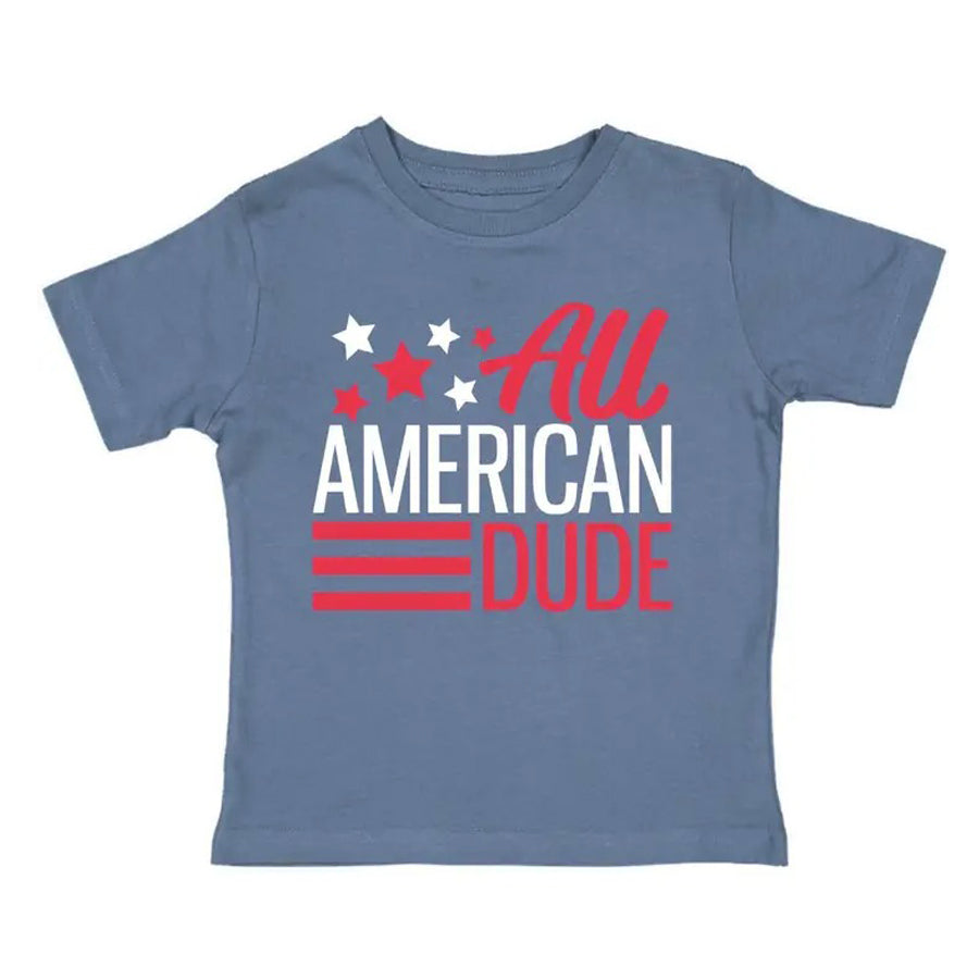 All American Dude Short Sleeve Shirt - Kids 4th of July Tee-TOPS-Sweet Wink-Joannas Cuties