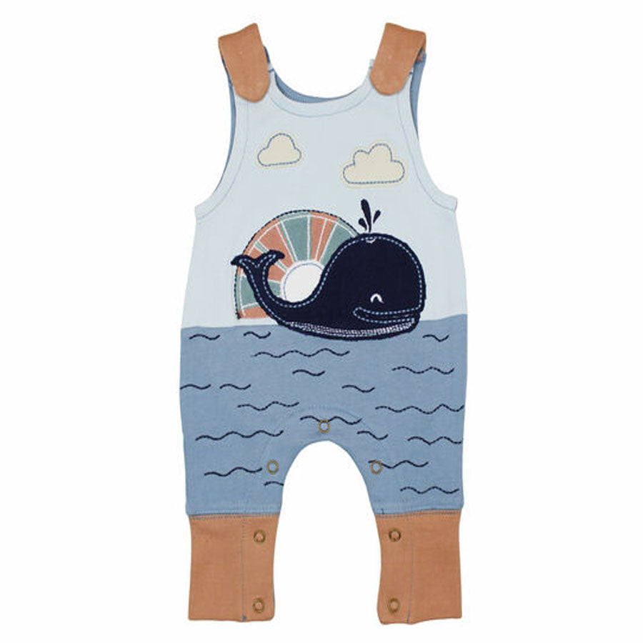 Organic Appliqué Harem Romper In Whale-OVERALLS & ROMPERS-L'ovedbaby-Joannas Cuties