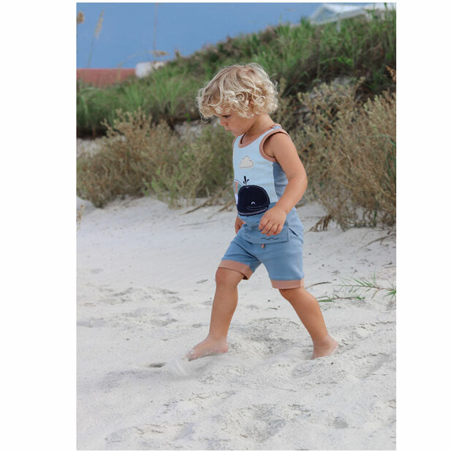 Organic Appliqué Tank & Bike Short Set In Whale-OUTFITS-L'ovedbaby-Joannas Cuties
