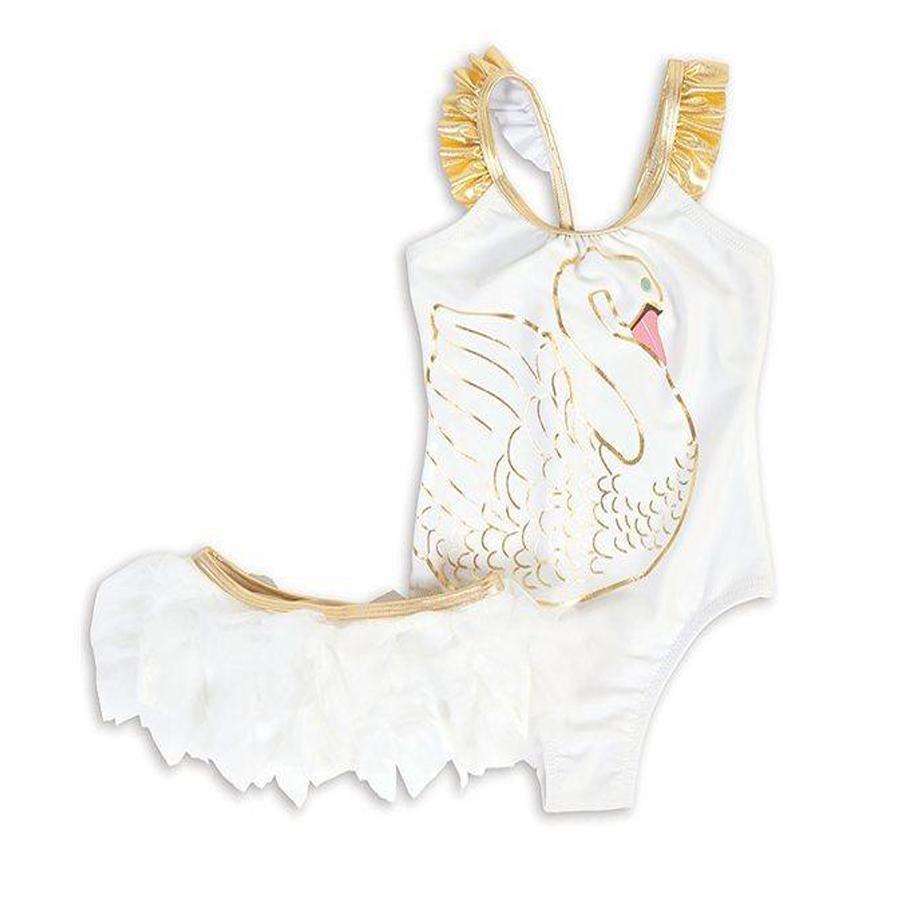 Baby Bathing Suit, White Gold Sswan + TuTu, 2 pc - Shade Critters - joannas-cuties