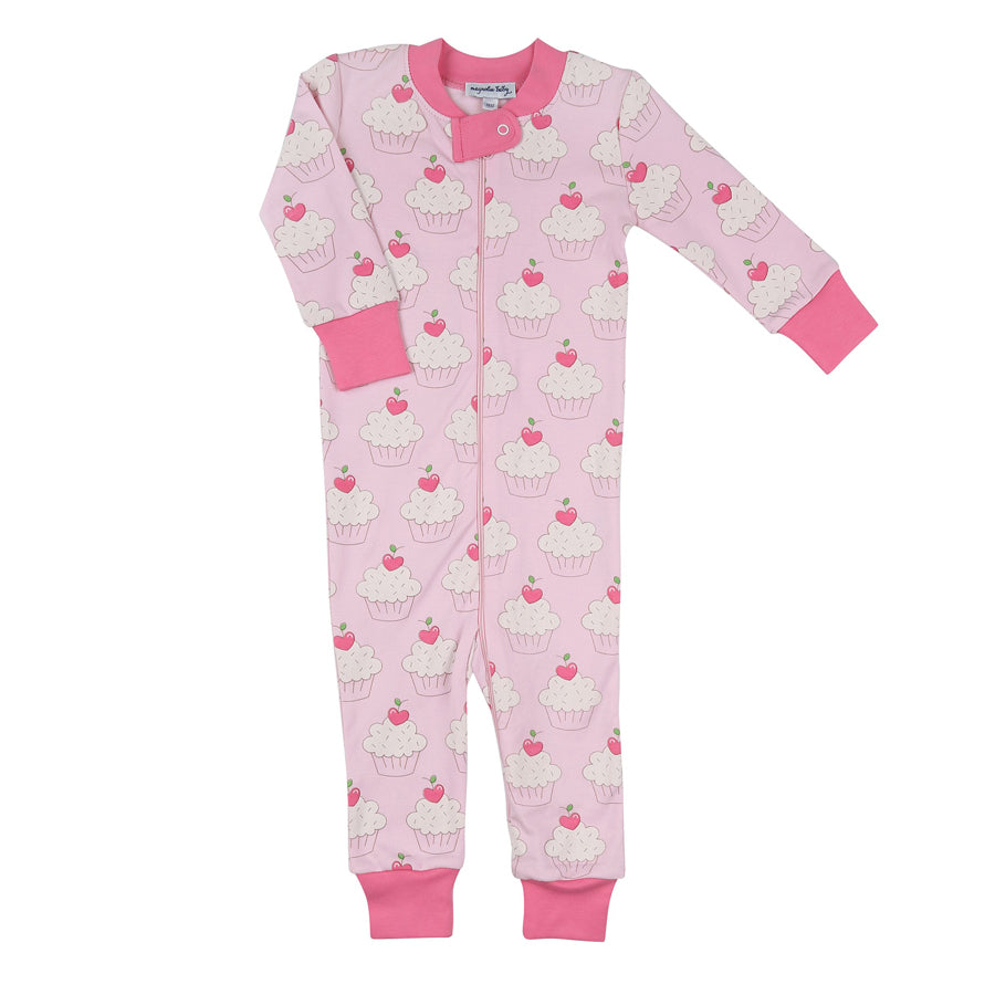 Baby Cakes Printed Zipped Pajama-OVERALLS & ROMPERS-Magnolia Baby-Joannas Cuties