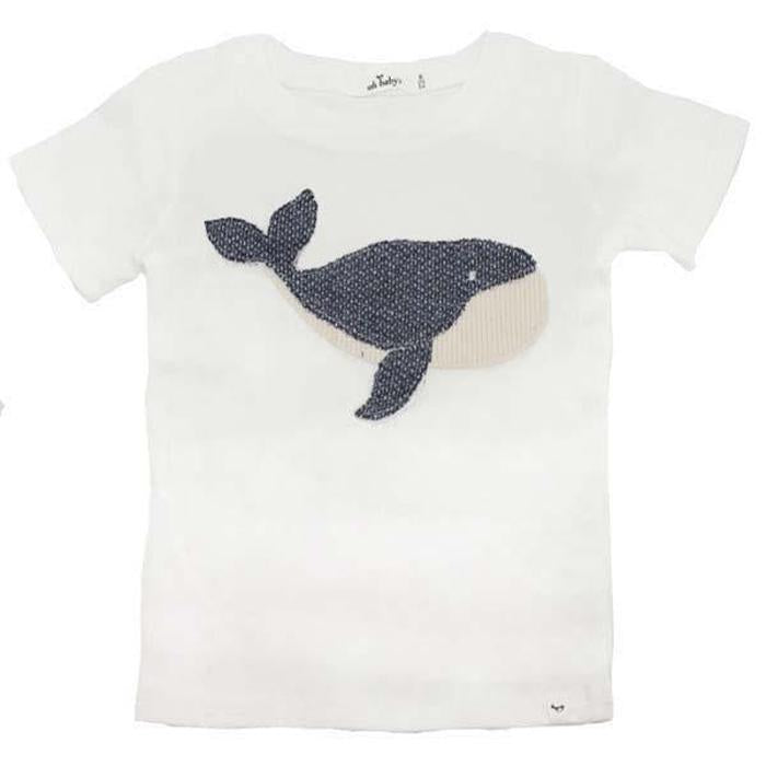 Baby Rib Moby Whale Indigo Short Sleeve Tee - Cream - Oh Baby - joannas-cuties