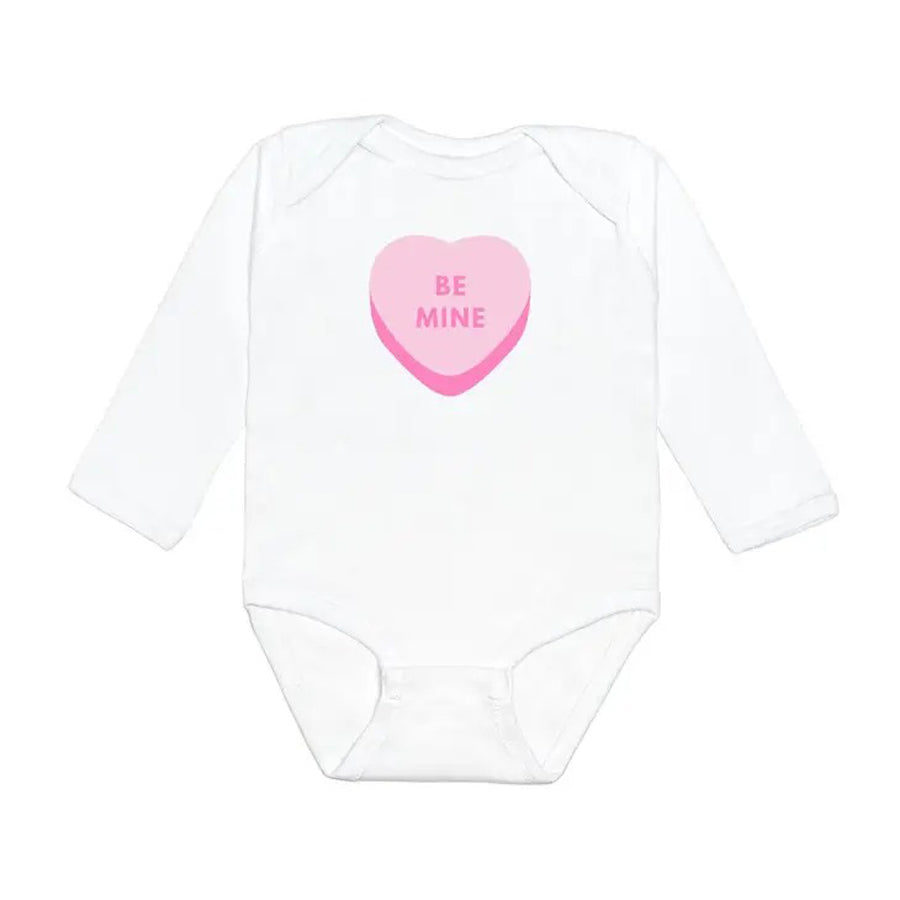 Be Mine Long Sleeve Bodysuit - Valentine's Day Baby Bodysuit-BODYSUITS-Sweet Wink-Joannas Cuties