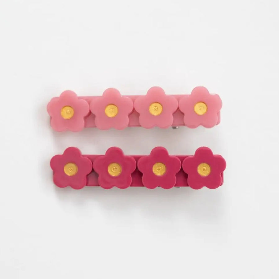 Berry Pink and Plum Flower Hair Clip Set-HAIR CLIPS-Strawberry Jam Kids-Joannas Cuties