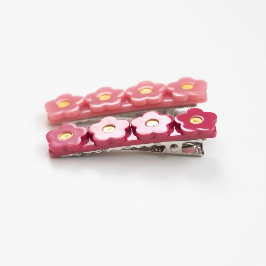 Berry Pink and Plum Flower Hair Clip Set-HAIR CLIPS-Strawberry Jam Kids-Joannas Cuties