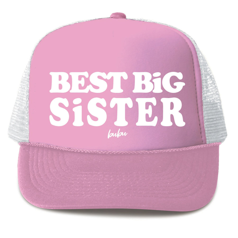 Best Big Sis Light Pink Trucker Hat-Bubu-Joanna's Cuties