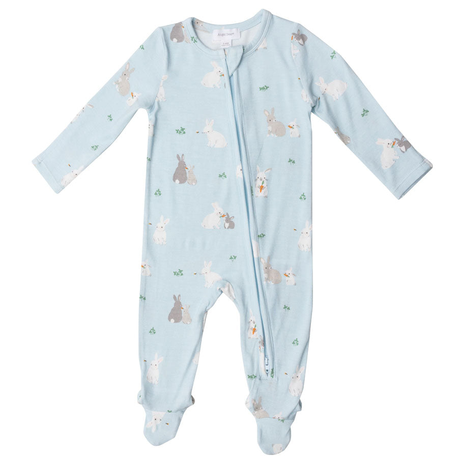 Blue Bunny 2 Way Zipper Footie-FOOTIES-Angel Dear-Joannas Cuties