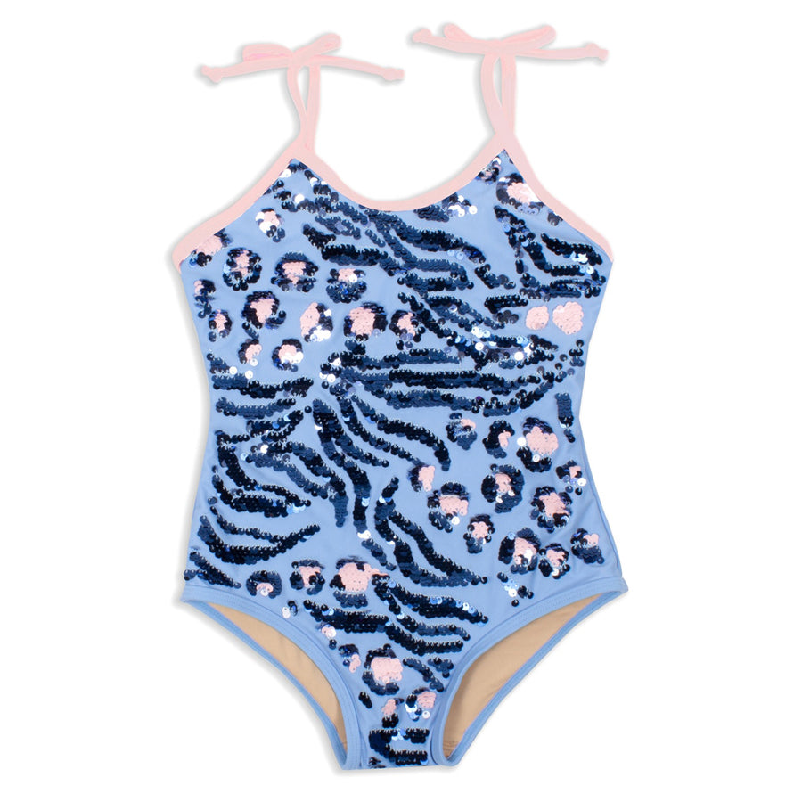 Blue Leopard Magic Flip Sequin 1PC Swimsuit-Shade Critters-Joanna's Cuties