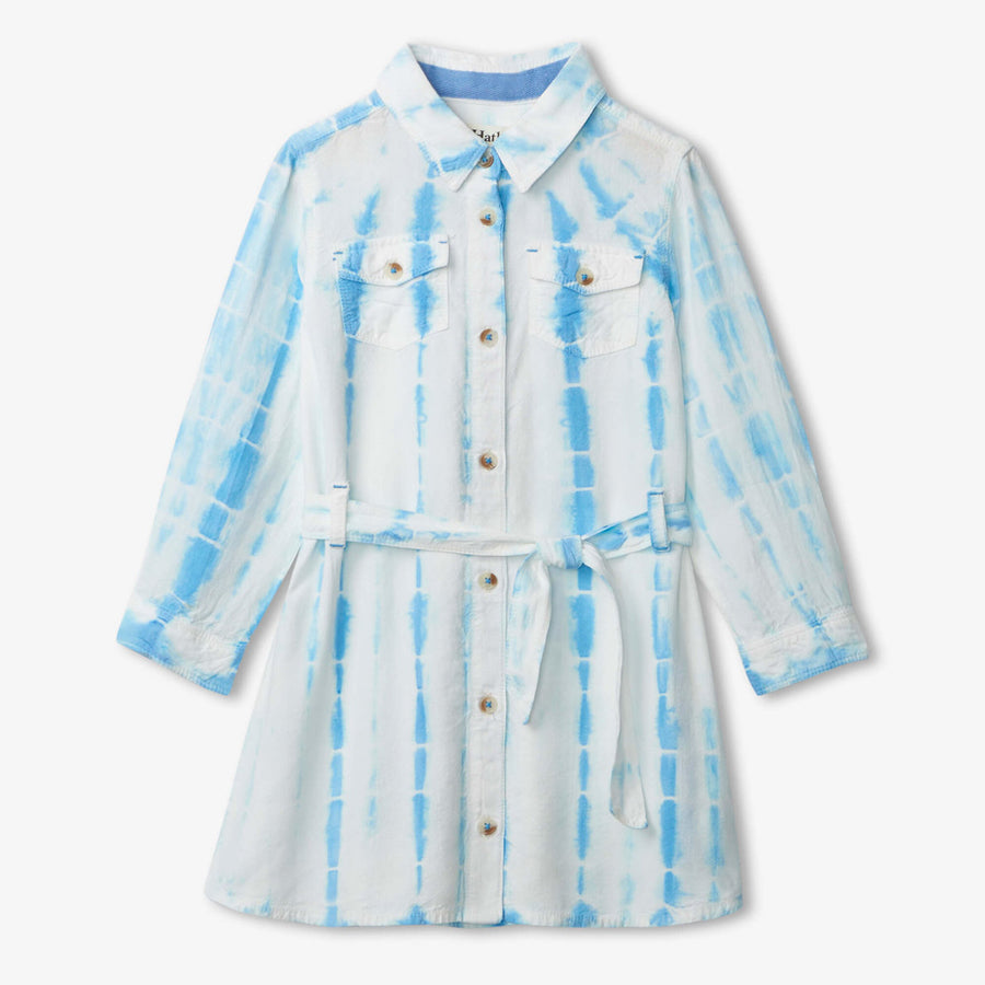 Blue Tie Dye Stripes Shirt Dress-DRESSES & SKIRTS-Hatley-Joannas Cuties