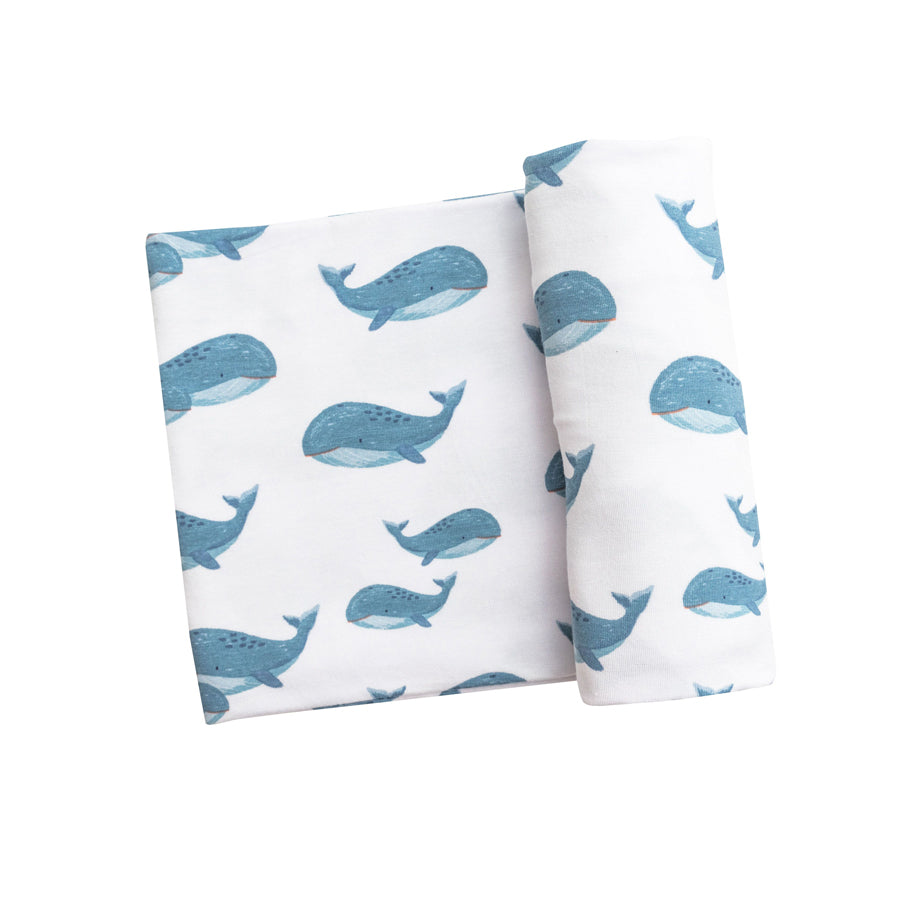 Blue Whales Swaddle Blanket-SWADDLES & BLANKETS-Angel Dear-Joannas Cuties