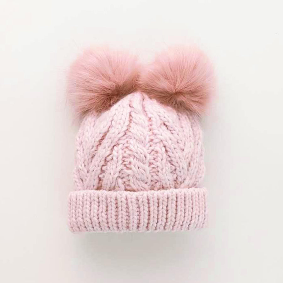 Blush Pink Fluffer Beanie Hat-Huggalugs-Joanna's Cuties